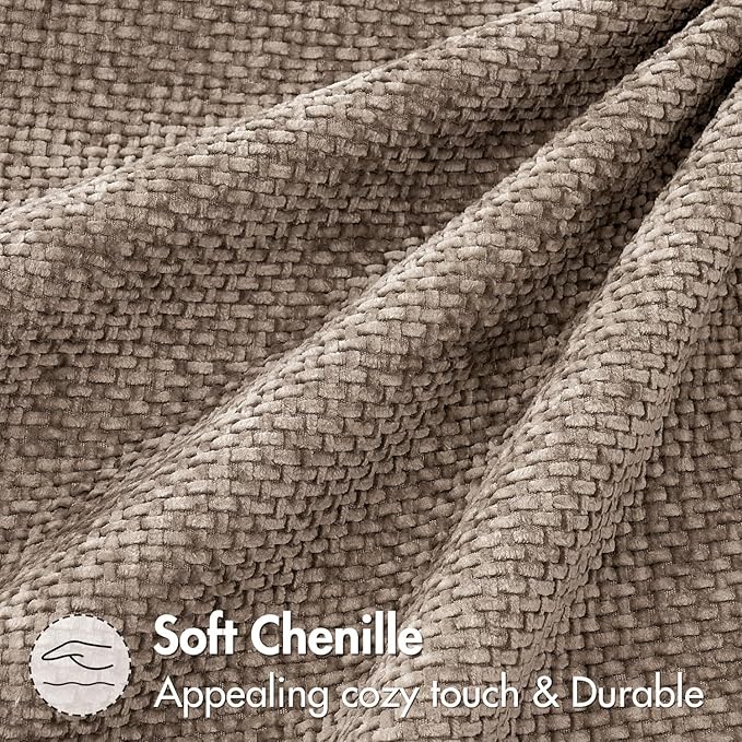 MIULEE Pack of 2 Couch Throw Pillow Covers 18x18 Inch Light Khaki Boho Accent Decorative Pillow Covers Soft Chenille Farmhouse Taupe Cushion Covers for Home Decor Bed Sofa Living Room