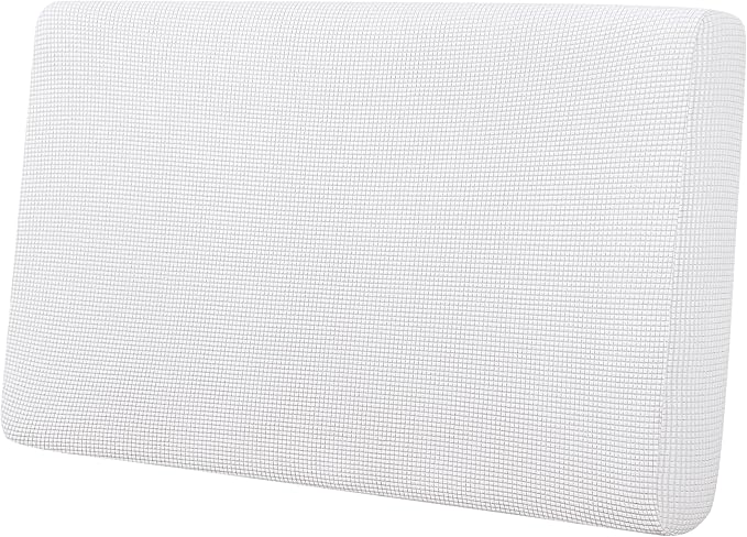 Easy-Going Stretch Loveseat Cushion Cover Sofa Cushion Furniture Protector Sofa Seat Sofa Slipcover Sofa Cover Soft Flexibility with Elastic Bottom(Loveseat Cushion, Snow White)