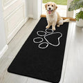 OLANLY Dog Door Mat for Muddy Paws 70x35, Paw Print Design, Absorbs Moisture and Dirt, Absorbent Non-Slip Washable Doormat, Quick Dry Chenille Mud Mat for Dogs, Entry Indoor Entryway Carpet, Black