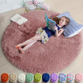 Amdrebio Blush Fluffy Round Rug 4Ft for Bedroom, Fuzzy Furry Circle Area Rugs for Kids Room Decor Aesthetic, Shaggy Circular Carpet for Girls Nursery Dorm Baby Teen, Cute Neutral Dusty Rose Mauve Rug