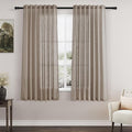 Nanspring Light Taupe Linen Curtains 63 Inches Length 2 Panels Set for Living Room Back Tab Pocket Light Filtering Semi Sheer Drapes Modern Farmhouse Cotton Linen Textured Window Curtain 52X63 Inch