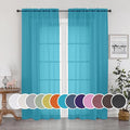 OWENIE Turquoise Blue Sheer Curtains, Sheer Curtains 84 inch Length 2 Panels Set, Rod Pocket Voile Fimly Sheer Drapes for Living Room/Bedroom, 2pcs, Each 42" W x 84" L