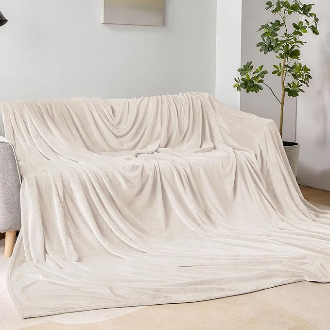 BEDELITE Big Fleece Blanket 120" x 120" (10' x 10'), Super Soft Fluffy Fuzzy Oversized King for Bed, Couch, Sofa, Camping, Extra Large Blanket Fits Your Whole Family, Beige