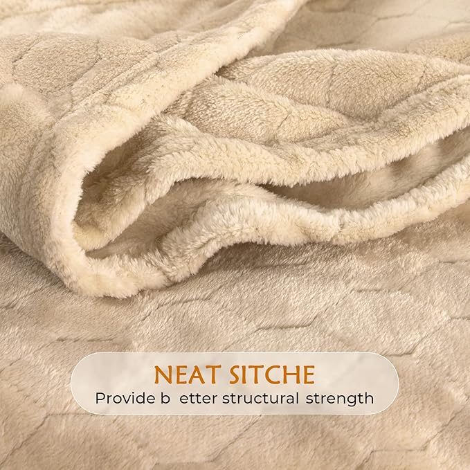 TOONOW Fleece Blanket Super Soft Cozy Throw Blanket 50" x 60", Lightweight Fuzzy Comfy Textured Flannel Blanket Warm Plush Throw Blankets for Couch, Sofa, Bed, Apricot