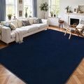 AROGAN Modern Shag Area Rug for Bedroom, 4x6 Feet Washable Rugs for Living Room, Indoor Floor Carpet, Plush Memory Foam Bedside Rugs for Kids Girls Teens Room Low Pile, Navy Blue