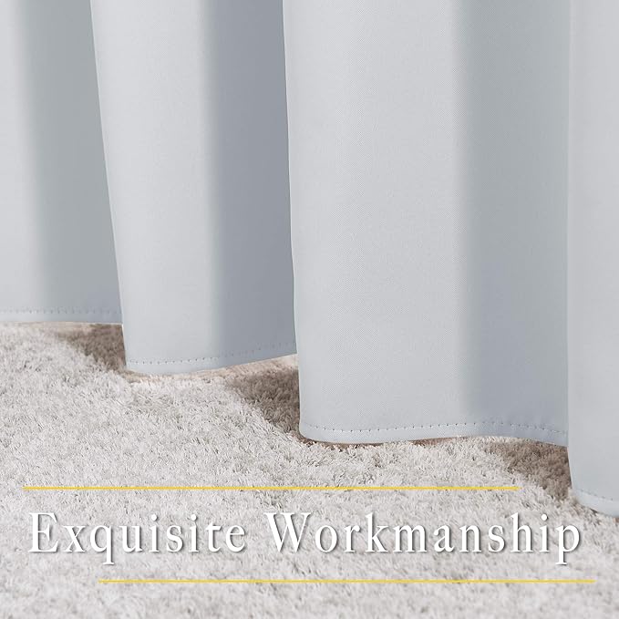 NICETOWN Room Darkening Curtains for Living Room - Window Treatment Thermal Insulated Grommet Darkening Panels/Drapes for Bedroom (Light Grey=Greyish White, 2 Panels, 52 by 45)