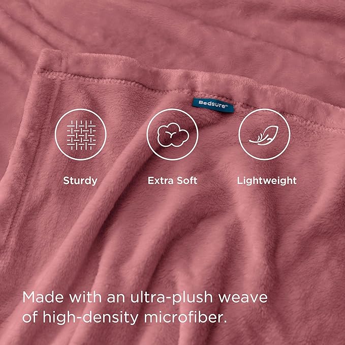 Bedsure GentleSoft Fleece Throw Blanket for Couch Dusty Rose - Lightweight Plush Fuzzy Cozy Soft Blankets and Throws for Sofa, 50x70 inches