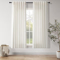 Nanspring Natural Linen Curtains 63 Inch Length for Living Room Country Light Filtering Semi Sheer Curtains Farmhouse Decor Curtain for Bedroom Dinner Room Back Tab and Rod Pocket 52x63, 2 Panels