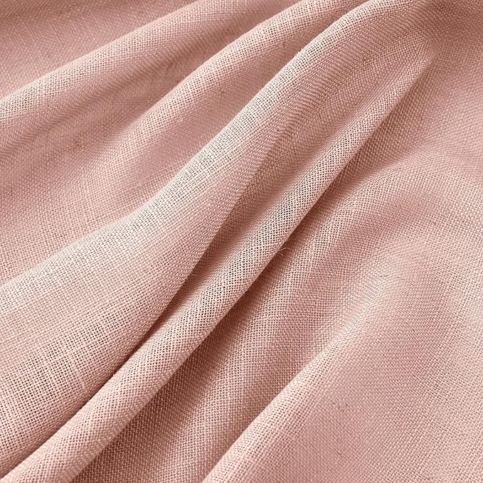 MIULEE Blush Pink Linen Curtains 90 Inch Long 2 Panels for Girls Bedroom Nursery, Soft Thick Linen Textured Window Drapes Semi Sheer Light Filtering Back Tab for Kids Living Room Light Pink Decor