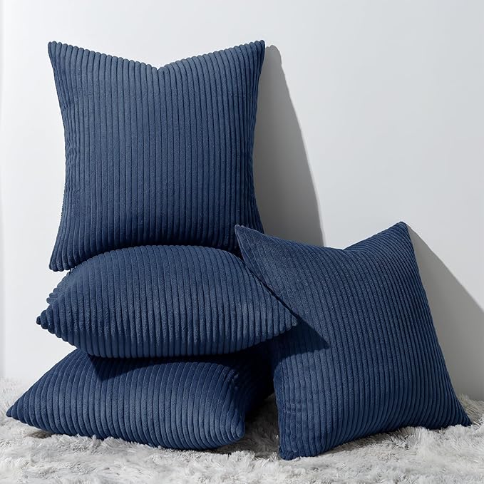 Topfinel Decorative Throw Pillow Covers Cushion Cases, Set of 4 Soft Velvet Modern Double-Sided Designs, Mix and Match for Home Decor, Pillow Inserts Not Included (18x18 inch, Dusty Blue)