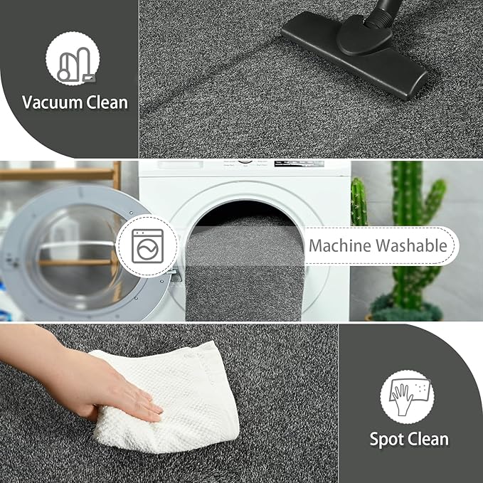 AROGAN Washable 2x4 Runner Rug for Hallway, Long Runner Rugs wtih Soft Memory Foam for Bedroom, Non Slip Backing Carpet Runners for Hallways, Kitchen, Bathroom, Entryway Home Decor, Black and White