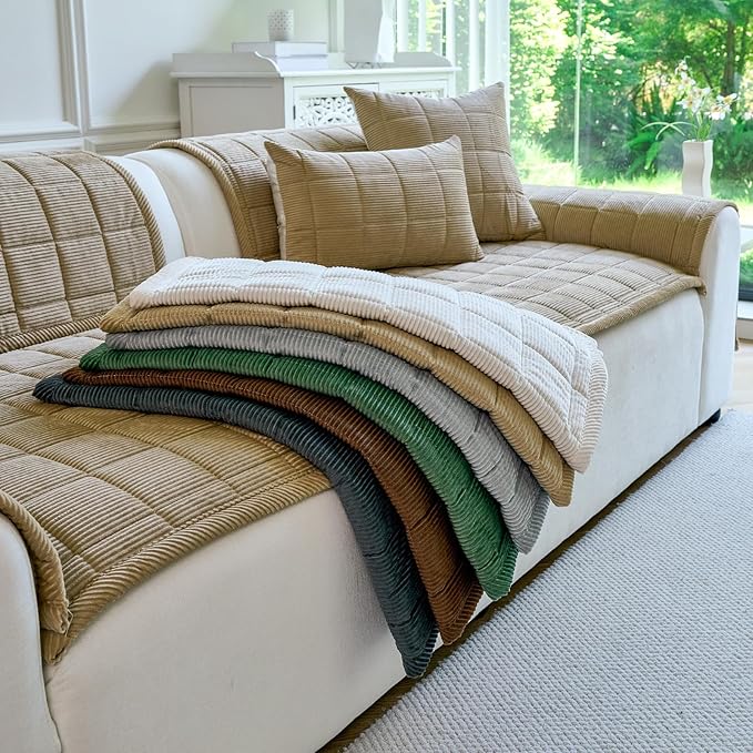 Couch Covers for Dogs Washable, Non Slip Couch Covers for Loveseat Sofa Pet Friendly, Soft Fuzzy Sofa Covers for Pet, Dog Couch Cover Furniture Protector(1PC,Light Brown,27.6"x94.5")