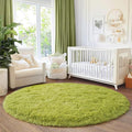 5'x5' Grass Green Round Rug for Bedroom, Ultra Soft Fluffy Circle Rug for Kids Girls Boys Room, Cute Shag Rugs for Living Room Playroom Tent Castle Home Decor Rug