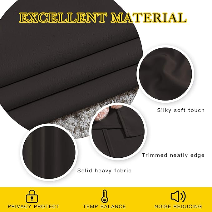 NICETOWN Bedroom Blackout Curtains and Drapes - Energy Smart Thermal Insulated Solid Grommet Blackout Draperies for Living Room (2 Panels, 52 inches x 72 inches, Toffee Brown)