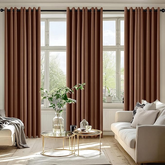 MIULEE Cappuccino Brown Blackout Curtains for Bedroom Living Room 84 Inches Long 2 Panels, Thermal Insulated Room Darkening Drapes Grommet Noise Reduction Light Blocking Window Treatments 50x84 Inch