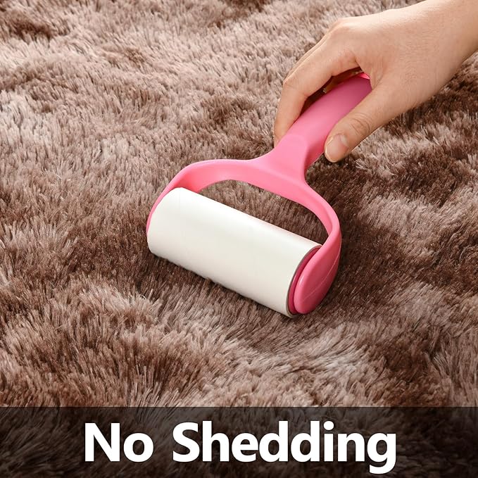 Deerhoo Large Shag Area Rugs 9 x 12, Tie-Dyed Plush Fuzzy Rugs for Living Room, Ultra Soft Fluffy Furry Rug for Bedroom, Indoor Carpet Nursery Rugs for Kids Room Home Decor, Coffee