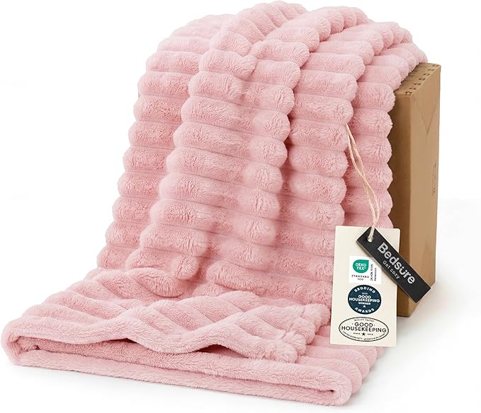 Bedsure GentleSoft Coral Pink Fleece Twin Blanket for Couch - Super Soft Cozy Blankets for Women, Cute Small Blanket for Girls, 60x80 Inches