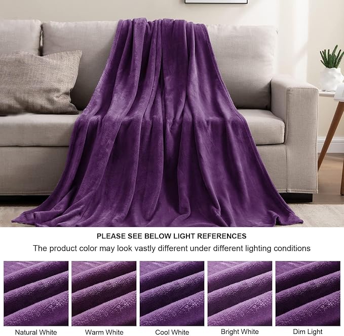 BEDELITE Fleece Blanket Purple Throw Blanket for Couch & Bed, Luxury Plush Cozy Fuzzy Blanket 50" x 70", Super Soft Warm Lightweight Fall Throw Blanket for Travel Camping