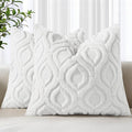 decorUhome Throw Pillow Covers 24x24 Inch Set of 2, Soft Plush Faux Wool White Solid Couch Pillow Covers, Accent Euro Sham Farmhouse Neutral Square Pillow Cases for Sofa Bed Living Room