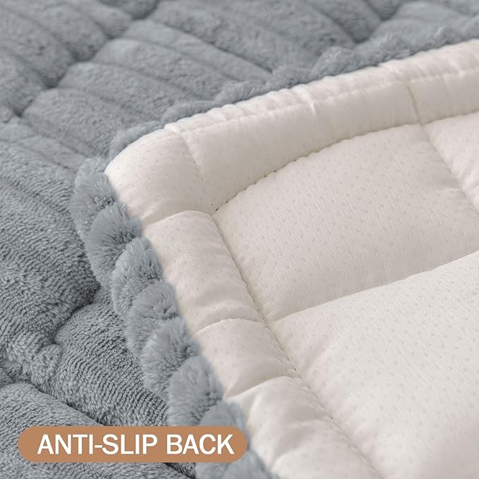 Smiry Couch Cover for Dogs Washable, Non Slip Fuzzy Pet Couch Covers for 3 Cushion Sofa Pet Friendly, Thick Soft Sofa Slipcovers Cushion Protector (Grey, 27.6" x 82.7")