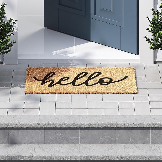 Barnyard Designs Doormat Welcome Mat for Outdoors, Large Front Door Entrance Mat, Brown (Hello, 30x17)