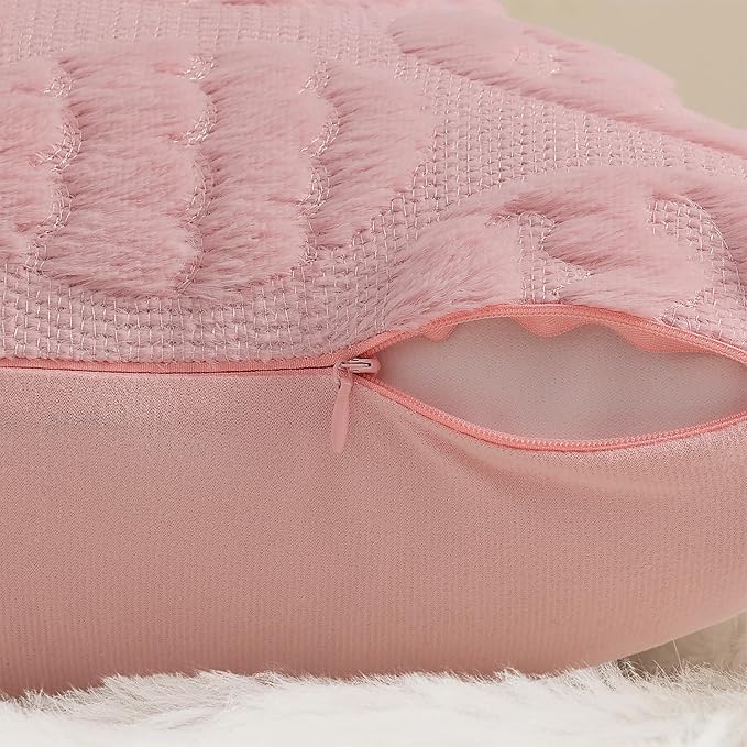 decorUhome Easter Pink Egg Pillow Covers 12x20 Inch Set of 2, Soft Plush Faux Wool Jacquard Cushion Covers, Farmhouse Neutral Fuzzy Spring Easter Holiday Decor for Couch Sofa Bed