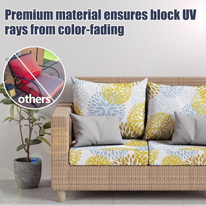 8Pcs Stretch Patio Cushion Covers, Outdoor Couch & Sofa Replacement Slipcovers for Patio Furniture Cushion Covers, Washable Reusable Furniture Protector