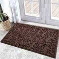 Bulijojo Sturdy Front Entrance Doormats,Durable Heavy Duty Welcome Mat,Thick Absorbent Natural Rubber Non Slip Mat,Easy Clean Entryway Mat 17x30 Inch Leaves Brown