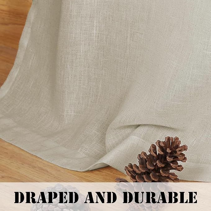 H.VERSAILTEX Living Room Linen Curtains - Semi Sheer, Nickel Grommet, Energy Saving, Light Filtering Window Treatments - 2 Panels, 52 x 72 Inch