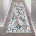 HEBE Hallway Runner Rug 2'x6' Washable Vintage Distressed Area Rugs Non Slip Laundry Rug Runner Boho Floor Carpet Runners for Hallways Entryway Laundry Room Kitchen Bathroom