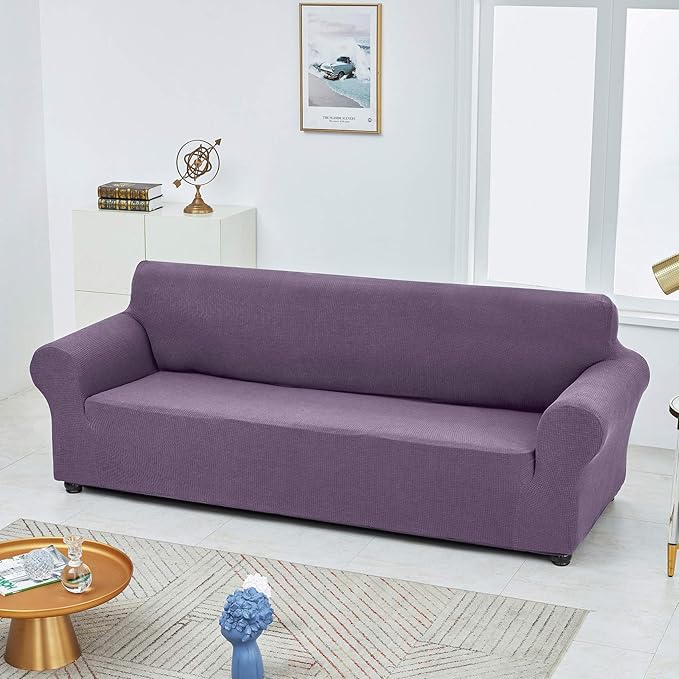 Joccun Stretch Loveseat Couch Cover Slipcover, 1-Piece Sofa Cover for 2 Cushion Couch Spandex Jacquard Washable Furniture Protector Cover for Living Room,Kids,Pets（Loveseat,Grapeade）