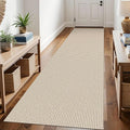 KOZYFLY Runners for Hallways 3x10 ft Washable Kitchen Runner Non Slip Rubber Backed Hallway Rugs Cotton Entryway Runner Rug Floor Carpet for Indoor Hall, Backdoor, Kitchen, Ivory/Khaki
