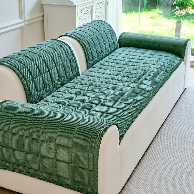 Couch Covers for Dogs Washable, Non Slip Couch Covers for Loveseat Sofa Pet Friendly, Soft Fuzzy Sofa Covers for Pet, Dog Couch Cover Furniture Protector(1PC,Green,27.6"x82.7")