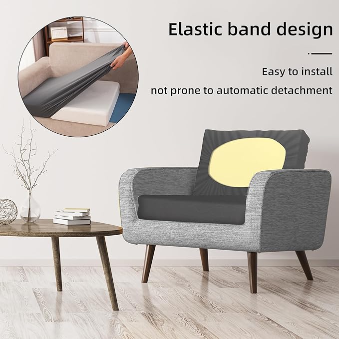 8Pcs Stretch Patio Cushion Covers,Outdoor Couch Covers Replacement,Outdoor Couch & Sofa Slipcovers,for Patio Furniture Cushion Covers,Washable Reusable Furniture Protector (Gray, Cover Only)