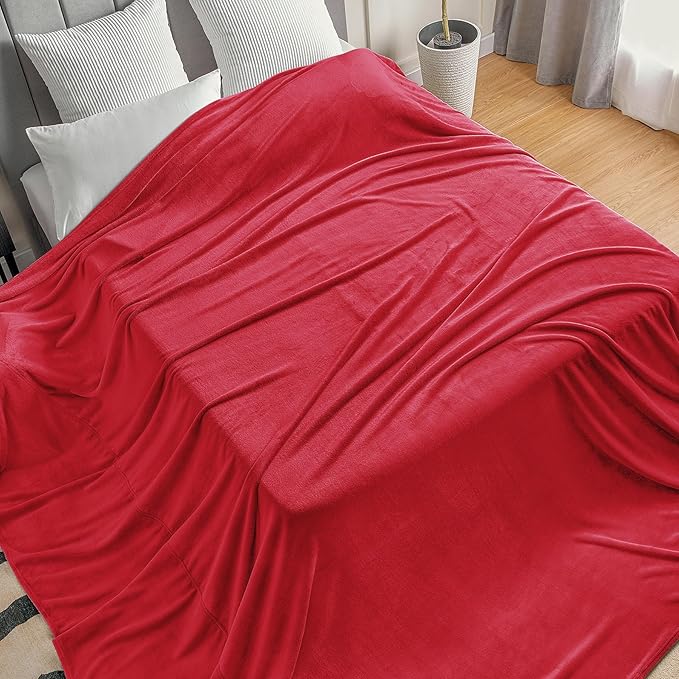 BEDELITE Big Fleece Blanket 120" x 120" (10' x 10'), Super Soft Fluffy Fuzzy Oversized King for Bed, Couch, Sofa, Camping, Extra Large Blanket Fits Your Whole Family, Red