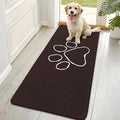 OLANLY Dog Door Mat for Muddy Paws 70x35, Paw Print Design, Absorbs Moisture and Dirt, Absorbent Non-Slip Washable Doormat, Quick Dry Chenille Mud Mat for Dogs, Entry Indoor Entryway Carpet, Brown