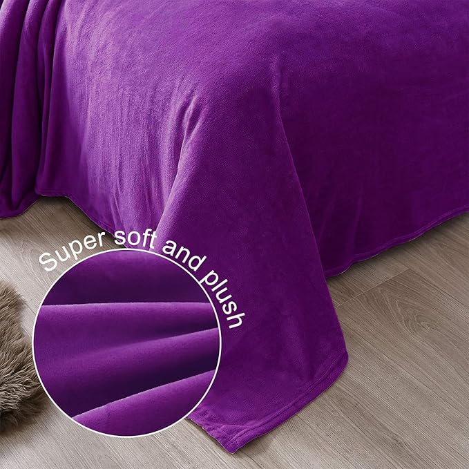 Exclusivo Mezcla Fleece Purple Throw Blanket for Couch, Sofa, Super Soft and Warm Blankets, All Season, Cozy, Plush, Lightweight, 50x60 Inches