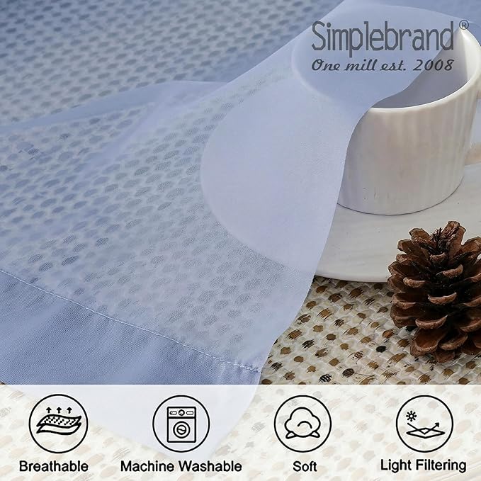 Simplebrand Denim Sheer Curtains 96 Inches Long, Light Filtering Rod Pocket Solid Color Window Sheer Curtain Panels, Elegant Curtains & Drapes for Living Room, Bedroom 2 Panels (Denim, 42" W x 96" L)
