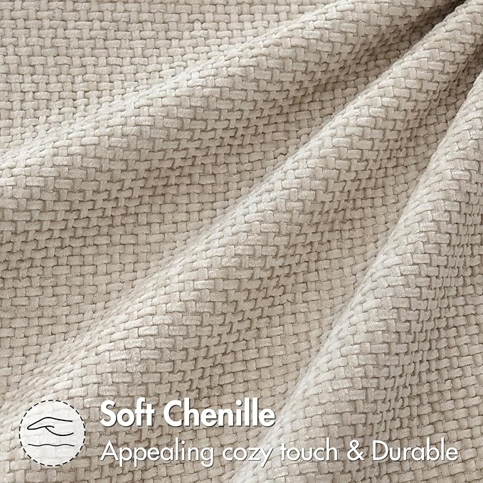MIULEE Pack of 2 Euro Sham Pillow Covers 24x24 Inch Neutral Beige Modern Boho Accent Decorative Throw Pillow Covers Soft Chenille Farmhouse Cushion Covers for Home Decor Couch Bed Sofa Living Room