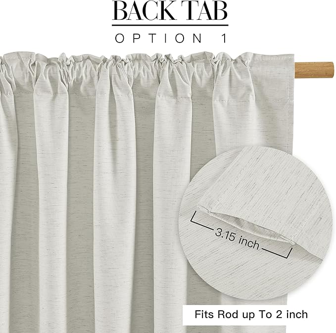 RYB HOME Ivory White 100% Blackout Curtains for Bedroom, Linen Drapes Back Tab&Rod Pocket, Thermal Insulated Privacy Assurd Curtains for Sliding Glass Doors/Dining/Living Room, W52 x L90, 2 Panels