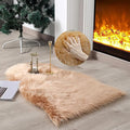 linmopm Faux Fur Rug Sheepskin Shag Fluffy Fuzzy Beige 2x3 ft Small Rugs for Bedroom Bedside Bed Floor Living Room Plush High-Density Cushion Carpet Super Sofa Cover