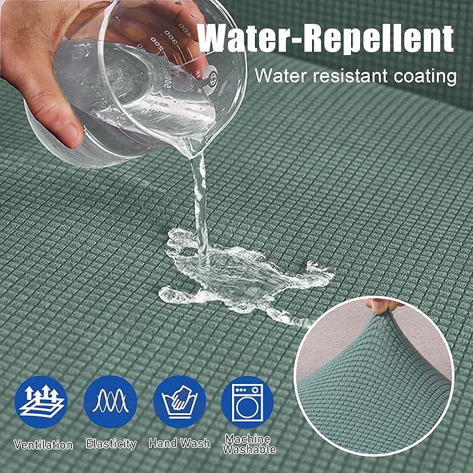 High Stretch Water Repellent Sofa Seat Cushion Covers Couch Slipcover Stretch Furniture Protector for Camper, RV Seat Cover Machine Washable, Chair Cushion Cover (Small, Matcha Green)