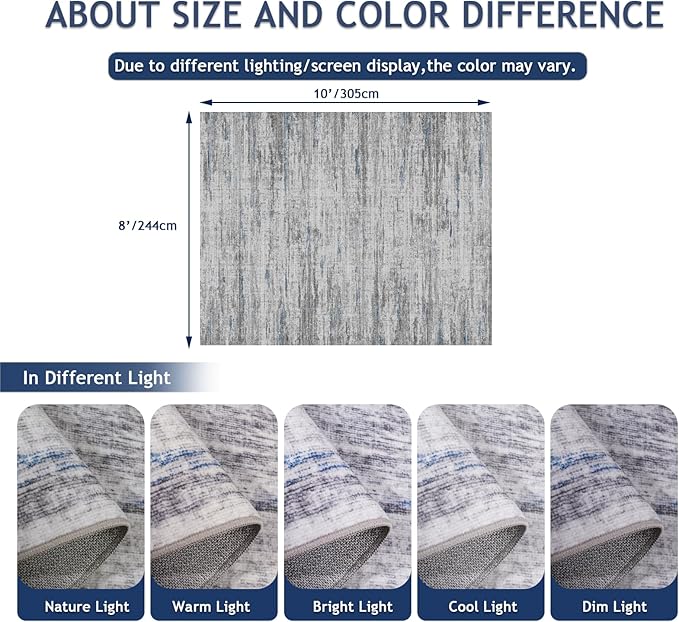 8x10 Area Rugs for Living Room,Modern Abstract Non-Slip Backing Washable Rugs,Soft Thin Large Area Rug，Stain Resistant Carpets for Bedroom Dining Room Home Decor