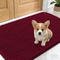 OLANLY Dog Door Mat for Muddy Paws 30x17, Absorbs Moisture and Dirt, Absorbent Non-Slip Washable Doormat, Quick Dry Chenille Mud Mat for Dogs, Entry Indoor Entryway Carpet for Inside Floor, Burgundy
