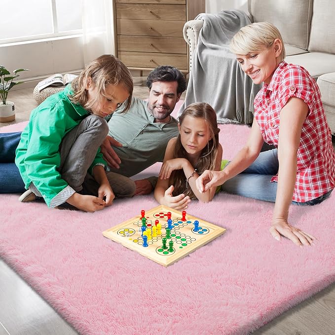Shag Area Rugs for Bedroom Living Room,Ultra Soft Fluffy Area Rugs for Dorm,Indoor Carpet Nursery Rugs for Kids Girls Room Home Decor (Pink, 9X12 Feet)