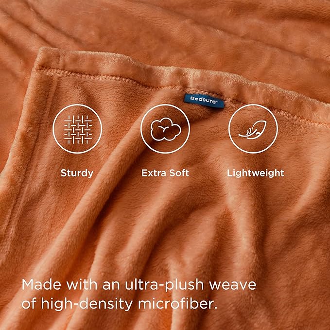 Bedsure GentleSoft Dark Orange Fleece Blanket King Size - 280GSM Soft Lightweight Plush Cozy Blankets for Bed, Sofa, Couch, Travel, Camping