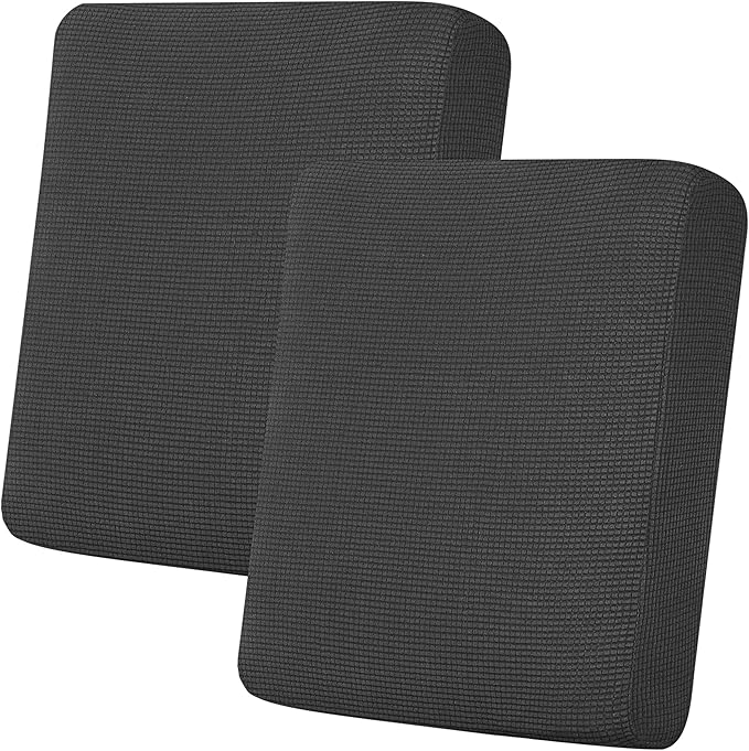 Easy-Going Stretch Individual Loveseat Couch Cushion Cover Sofa Cushion Furniture Protector Sofa slipcover Soft Flexibility with Elastic Bottom (2-Piece Loveseat Cushion Cover, Dark Gray)