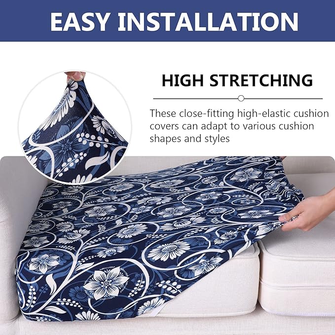 hyha Printed Couch Cushion Covers, Floral Sofa Covers Washable for Cushion Couch, Stretch Pattern Outdoor Cushion Covers for Patio Furniture with Elastic Bottom(Small, Baroque)