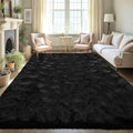 LOCHAS Ultra Soft Indoor Modern Area Rugs Fluffy Living Room Carpets for Children Bedroom Home Decor Nursery Rug 6x9 Feet, Black