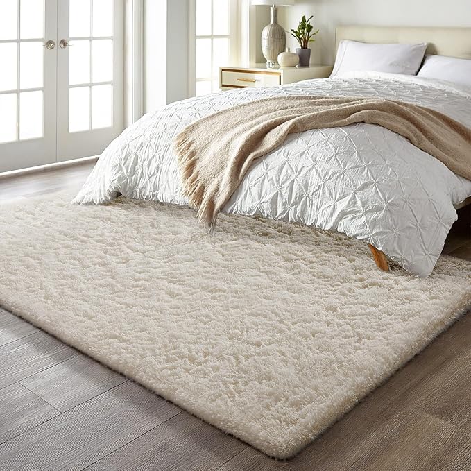 Ophanie 5x7 Area Rugs for Living Room Ivory, Fluffy Shag Large Fuzzy Plush Soft Rug, Shaggy Floor Big Carpets for Bedroom Nursery, Kids Home Decor Aesthetic
